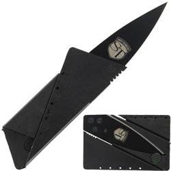 Folding Locking Credit Card Knife Black Stainless Steel