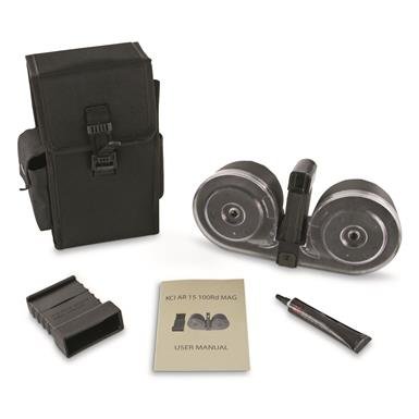 KCI AR-15 Drum Magazine, .223 Remington/5.56 NATO, 100 Rounds