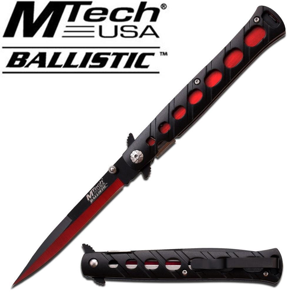MTECH USA BALLISTIC STEEL FOLDING KNIFE RED 9''