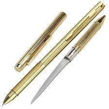 CONCEALED STAINLESS STEEL PEN KNIFE GOLD 2.13"